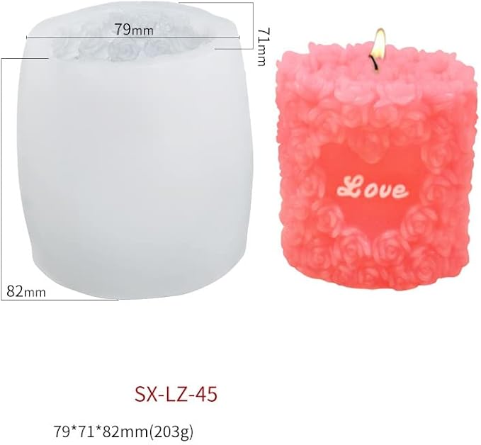 Rose Silicone Mold - Cylinder Shape for Candle, Resin, Soap & Chocolate - Decorative & Versatile