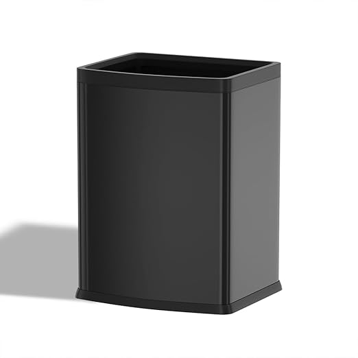 4.7 Gallon/18L Black Trash Can,Commercial Metal Trash Bin, Large Capacity Garbage Can, Business Waste Basket, for Desk, Office,Kitchen, Hotel, Home(18L Black)