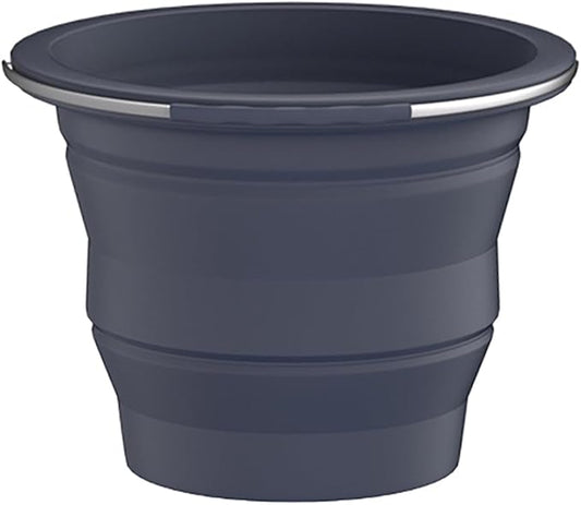Collapsible Buckets, Silicone Bucket, Household Cleaning or Car Washing, Portable Folding Bucket for Fishing or Camping, 2.6 Gallons (10 Liters), Space-Saving Design, Round (Gray)