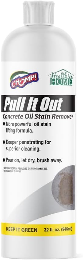 CHOMP! Concrete Oil Stain Remover: Pull It Out Removes and Cleans Oils, Greases from Garage Floors & Driveways 32 Fl Oz