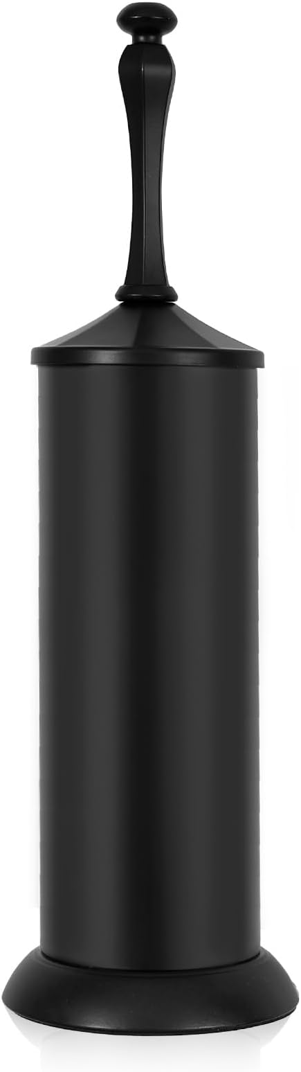 Black Toilet Brush and Holder，Extra Long Handled Toilet Brush for Bathroom，Stainless Steel Heavy Duty Toilet Bowl Brush,Deep Cleaning Modern Toilet Cleaner Brush -Space Saving