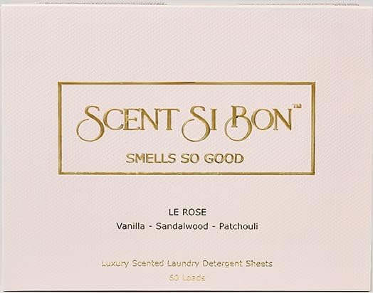 Luxury Scented Laundry Detergent Sheets, 60 Loads, Le Rose Scent With Vanilla, Sandalwood, Patchouli, Eco-Friendly Formula, Biodegradable Detergent Strips, Liquid-Free Laundry Sheets