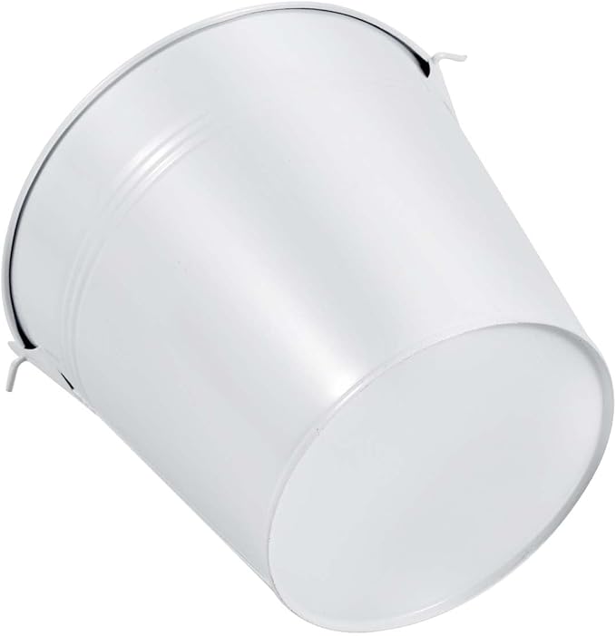 OBTANIM 7 Pack White Metal Buckets with Handle Galvanized Ice Pails for Plants, Succulents, Party Favors Organizing, Rustic Home Decor or Classrooms Pencil Storage (6 x 4.4 inch)