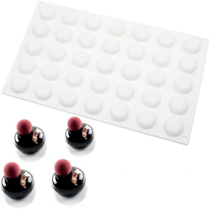 3D Round Half Sphere Silicone Mold for Cake DIY Baking Chocolate Eco-Friendly Cake Mold (Half Sphere A_11.68x6.88x0.48 inch)