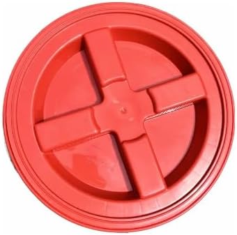 House Naturals 5 Gallon Plastic Yellow Food Grade BPA Free Made in USA Bucket Pail with Air Tight Double Gasket Screw on Lid(Pack of 3) (Yellow and Red lids)