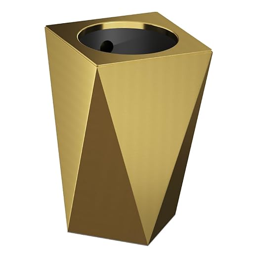 2.64 Gallon Metal Trash Can, Creative Diamond-Shaped Garbage Can, Simple High-Grade Waste Basket, for Home Bathroom Office. (10L Gold Diamond)
