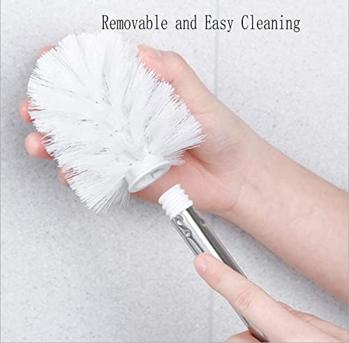 6PCS Toilet Brush Plastic Toilet Brushes Toilet Bowl Cleaner Brush Toilet Replacement Brush Bathroom Cleaning Brushes with Stainless Steel Handle. (White)