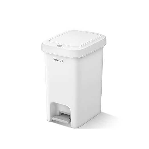 MOPALL Slim Bathroom Trash Can with Lid Soft Close, Garbage Can with Pop-Up Lid & Step On Foot Pedal, Small Trash Bin Trashcan Waste Basket for Toilet, Office, Bedroom, Kitchen, Living Room 1.9 Gallon