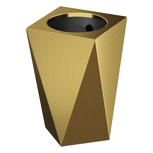 2.6GAL Gold Bathroom Trash Can,Brass Tarsh Can,Open Top,Stainless Steel,Waterproof,Double-Layer with Inner Lining for Bathroom,Bedroom,Office,Living Room,Hotel (Gold)
