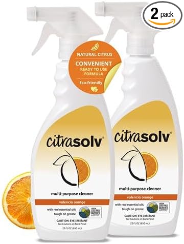 Citra Solv All Purpose Cleaning Spray – Powerful Citrus Degreaser for Kitchen & Bathroom, Multi-Surface Cleaner, No Harsh Chemicals, Valencia Orange 22oz (2 Pack)