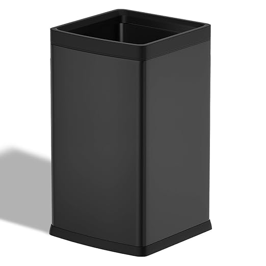 4 Gallon/15L Square Trash bin, Double Layer Bathroom Trash cans,Large Capacity,Elegant Garbage Can, for Home,Kitchen,Office,Hotel(15L Black)