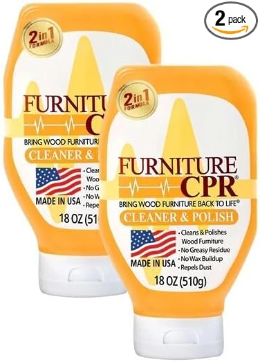 Furniture CPR Wood Furniture Cleaners & Polish 18oz-Cabinet Cleaner for Woods Paneling, Doors, Natural Furniture Polish And Wood Floor Cleaner (18 Ounce (Pack of 2))