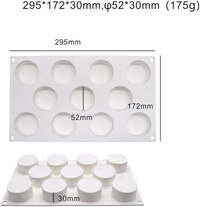 Flat Cylinder Silicone Mold For Baking Chocolate Cover Cookie Sandwich Cookies Muffin Cupcake Cake Pudding Jello Mould (Flat Cylinder C_11.8 X6.8 X8 X1.2inch)