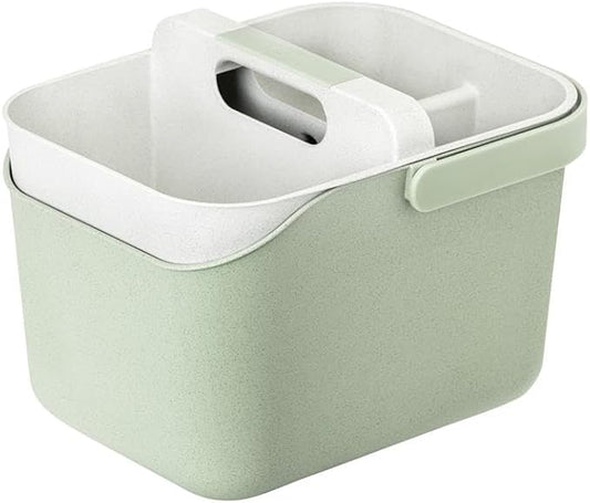 Vigar Zeroline Bucket Organizer, Multipurpose Caddy Organizer with Handle, 3 Compartment Bathroom Organizers and Storage for Home, Turquoise, Grey
