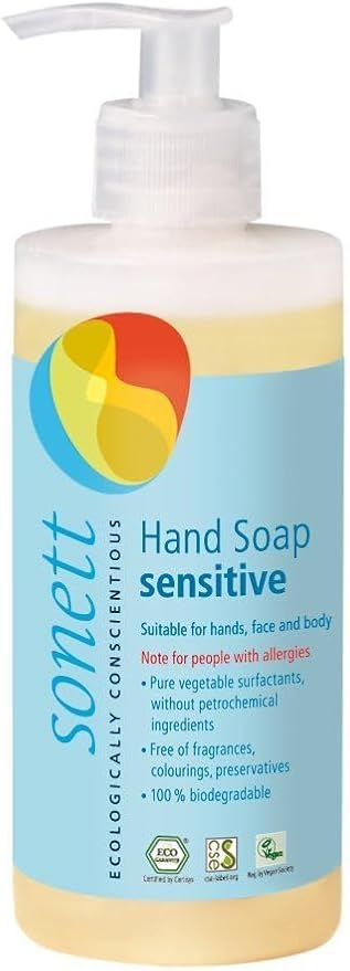 Sonett Organic Sensitive Line: Hand Soap, Dishwashing Liquid, Laundry Liquid for Wool & Silk, Foam Soap - Eco-Friendly, Hypoallergenic, Biodegradable