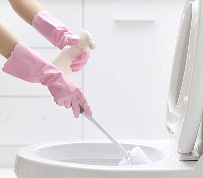 Alimat PluS 2 Pack Reusable Cleaning Gloves Latex Free, Dishwashing Gloves with Cotton Flock Liner and Embossed Palm, Waterproof Household Gloves for Laundry, Gardening（Small）