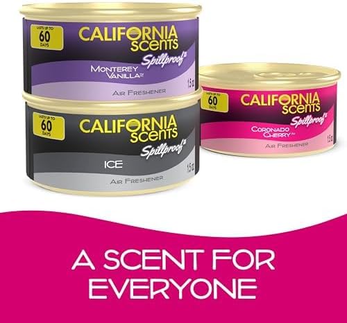 Can Air Freshener and Odor Neutralizer by California Scents, Stocking Stuffers, Set of 12 Spillproof Cans for Home and Car, Coronado Cherry, 1.5 Oz Each