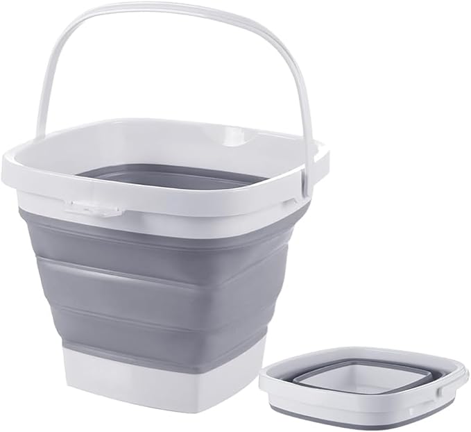 Collapsible Plastic Bucket with Handle 0.79 Gallon (3L) Each Foldable Rectangular Tub for Cleaning Camping Essentials Space Saving Outdoor Portable Bucket for Camping