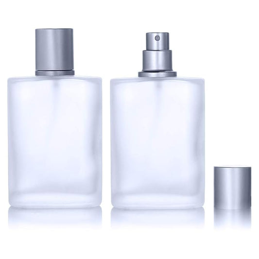 2 Pack 50ml/1.69 Oz Empty Frosted Glass Spray Bottles Perfume Atomizer, Refillable Fine Mist Spray Empty Perfume Bottles with 4 kinds of perfume dispenser (2 Pack 50ml/1.69 Oz Frosted Bottles)