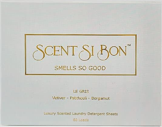 Luxury Scented Laundry Detergent Sheets, 60 Loads, Le Gris Scent Inspired by Iconic Perfumes, Vetiver, Patchouli, Bergamot, Eco-Friendly Formula, Biodegradable Detergent