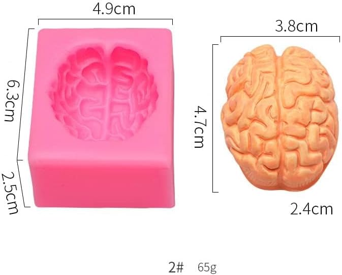 2 Pack Organ Shape Silicone Heart Brain Epoxy Resin Decoration Plaster Candle Aroma Fondant Mousse Chocolate DIY Aromatherapy Mold