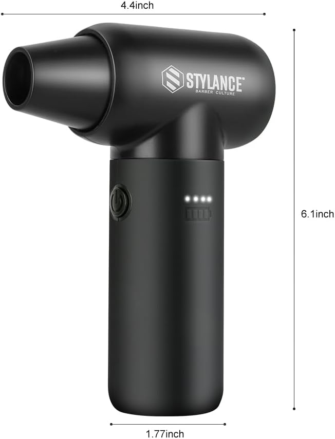 Compressed Air Duster - Barber Blower, Electric Duster, 3 Gear Mini Portable Jet Dry Air Blower, Cordless Vacuum Cleaner, for PC, Office,Salon, Fan, Laptop, Keyboard, Car (Black)