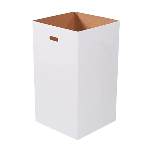 BOX USA Cardboard Trash Cans and Recycling Bins, 50 Gallon 18" L x 18" W x 36" H (10-Pack) Reusable or Disposable Pop Up Garbage Boxes for Parties, Outdoor Events, Heavy Duty, Plain