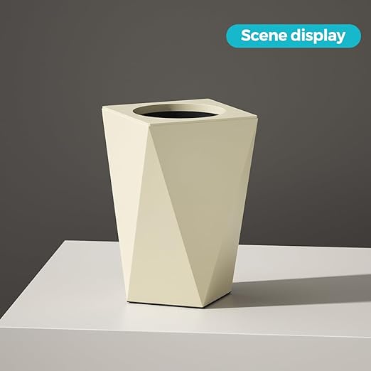 2.64 Gallon Metal Trash Can, Creative Diamond-Shaped Garbage Can, Simple High-Grade Waste Basket, for Home Bathroom Office. (10L White Diamond)