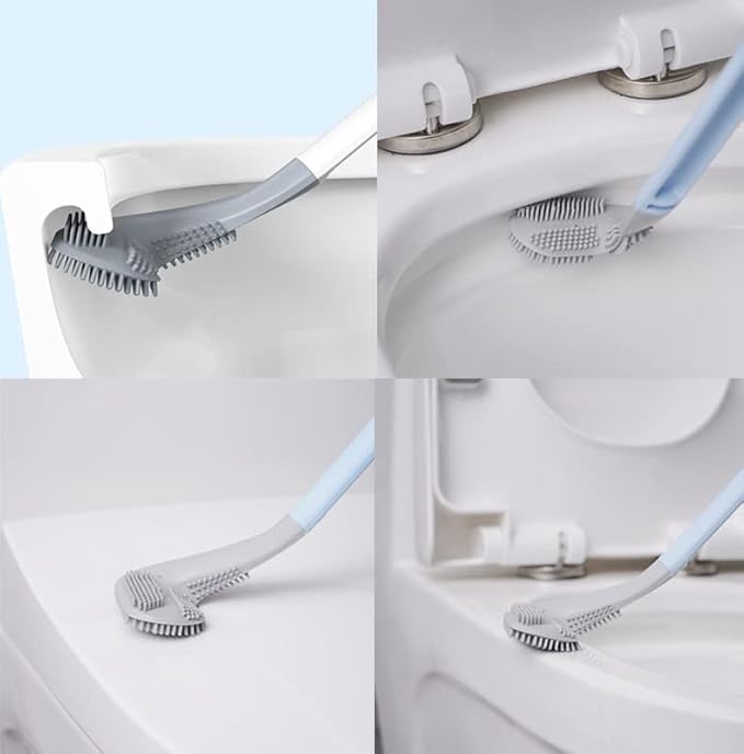 Long Handled Golf Toilet Brush，Flexible Silicone Toilet Bowl Cleaning Brush，Wall-Mounted 360 ° Non-Dead Angle Toilet Cleaning Brush (Black and Green)