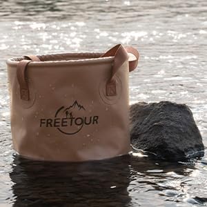 Baiao Collapsible Bucket 5 Gallon, Portable Collapsible Bucket with Handle, Folding Water Container for Fishing Camping Beach Hiking Home Travel Car Washing(Khaki 20L)