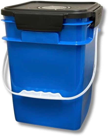 House Naturals 4 Gallon Square Multi Color Buckets with lids- Made in USA Container- Pack of 10