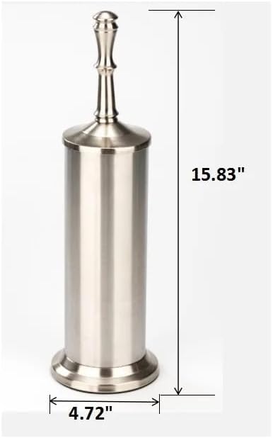 J&V TEXTILES Industrial Toilet Brush, Toilet Bowl Brush with Extra Long Handle Durable Bristles Toilet Scrubber and Covered Holder for Toilet Brush Set (Brished Satin Nickel)