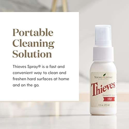 Young Living Thieves Spray | 1 oz | Portable Cleaner Spray, Formulated with Water & Alcohol, Ideal for Travel Essentials & Home; Fits in Backpack, Luggage, or Purse | 3 Pack