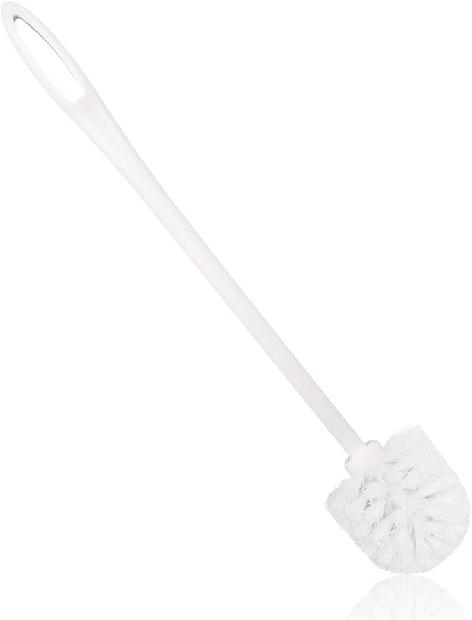 Toilet Brush White Soft Bristle Long Handle Toilet Brush and Holder Eco Plastic Toilet Bowl Brush Cleaner -14.17 inch Handle Length (4 Pack)