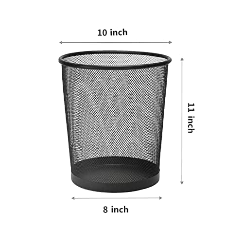 Black Mesh Trash Cans 4 Gallon, 10 Pack, Metal Wire Wastebaskets, Waste Basket Trash Can, Small Trash Cans, Recycling Garbage Container Bin for Office, Home, Bedroom
