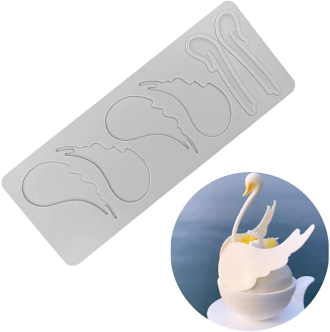 3D Hollow Leaf Fondant Lace Mold Multi Leaves Flower Candy Mold Chocolate Sugar Craft Cake Decoration Cupcake Top (K Swan_8.92 * 3.52 * 0.12inch)