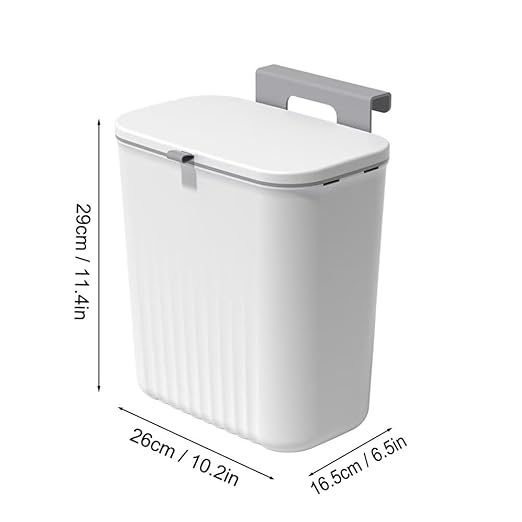 2.4 Gallon Kitchen Trash Can with Lid Compost Bin for Counter Top or Under Sink Large Capacity Garbage Can for Kitchen Bathroom Bedroom Laundry Room (White)