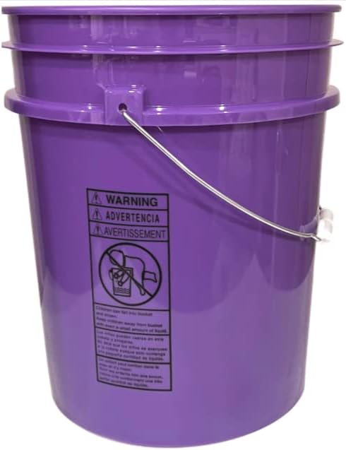 House Naturals 5 Gallon Purple Food Grade Plastic Bucket with Screw on Gamma lid, BPA Free, Made in USA (Pack of 3) (Purple Bucket with Orange Gamma)