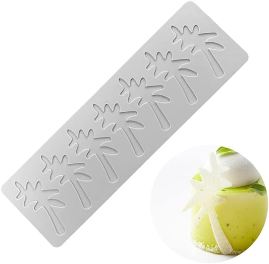 3D Hollow Leaf Fondant Lace Mold Multi Leaves Flower Candy Mold Chocolate Sugar Craft Cake Decoration Cupcake Top (C Coconut Tree_11.52 * 3.6 * 0.12inch)