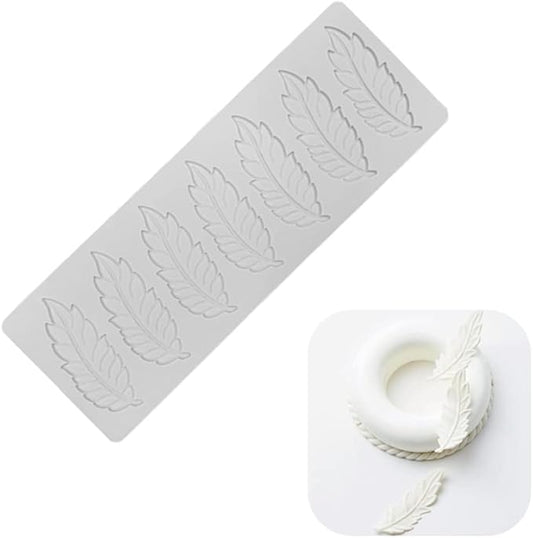 3D Hollow Leaf Fondant Lace Mold Multi Leaves Flower Candy Mold Chocolate Sugar Craft Cake Decoration Cupcake Top (I Feather_11.8 * 4.2 * 0.12inch)
