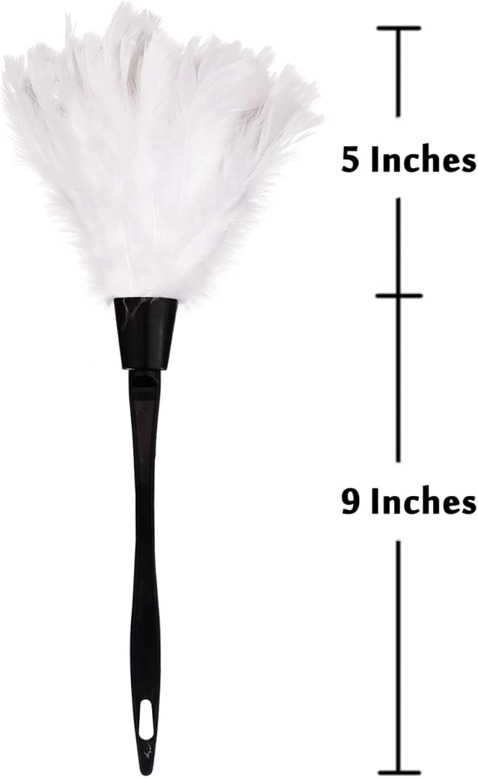 Turkey Feather Dusters for Cleaning Home Blinds Kitchen car Office, Eco-Friendly Reusable （2 pcs White）