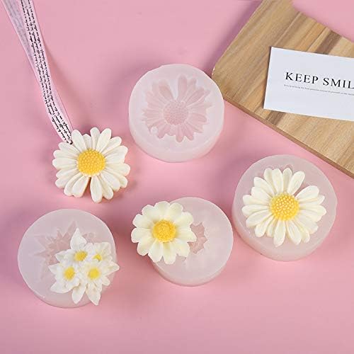4 Pack Daisy Molds Flower Resin Mold - Resin Casting Silicone Molds for Home Decor & Candle Making Wave Spiral Mold