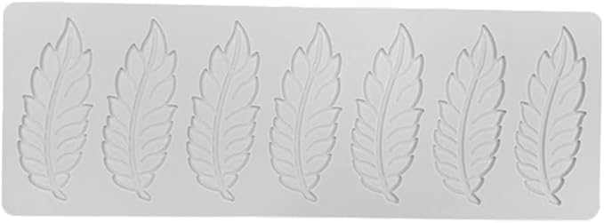 3D Hollow Leaf Fondant Lace Mold Multi Leaves Flower Candy Mold Chocolate Sugar Craft Cake Decoration Cupcake Top (I Feather_11.8 * 4.2 * 0.12inch)