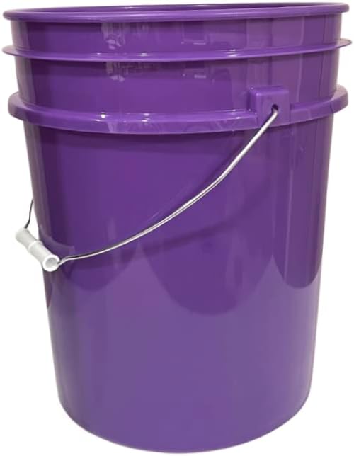 House Naturals 5 Gallon Purple Food Grade Plastic Bucket with Screw on Gamma lid, BPA Free, Made in USA (Pack of 3) (Purple Bucket with Orange Gamma)