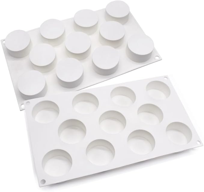 Flat Cylinder Silicone Mold For Baking Chocolate Cover Cookie Sandwich Cookies Muffin Cupcake Cake Pudding Jello Mould (Flat Cylinder C_11.8 X6.8 X8 X1.2inch)