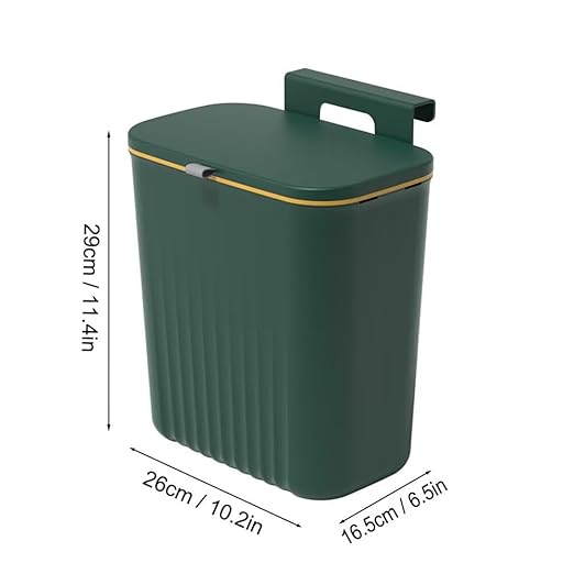 2.4 Gallon Kitchen Trash Can with Lid Compost Bin for Counter Top or Under Sink Large Capacity Garbage Can for Kitchen Bathroom Bedroom Laundry Room (Green)