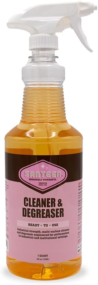 Santeen Cleaner & Degreaser, Industrial Strength, Ready-to-Use, 6-Pack, 32oz (Quart), Professional Formula