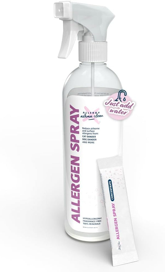 Allergen Spray, Pets, Dust Allergies & More, Air & Surface, Just Add Water, Bottle with One Refill, Over 64oz Total