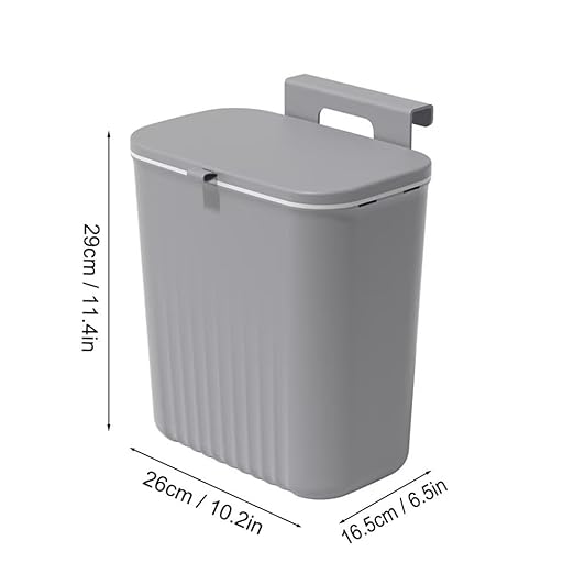 2.4 Gallon Kitchen Trash Can with Lid Compost Bin for Counter Top or Under Sink Large Capacity Garbage Can for Kitchen Bathroom Bedroom Laundry Room (Grey)