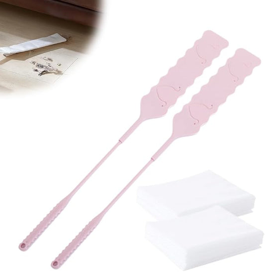 2 Pcs Bendable Gap Dust Cleaner, Pink Bendable Microfiber Duster for Household, Long Handle Flat Duster for Under Appliances, Crevice Cleaning Tool with Nonwoven Fabric (2pcsPink)